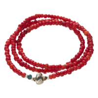 Antique Beads Necklace&Bracelet@iWhite Heart(Red)j