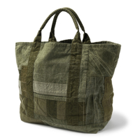 COTTON US ARMY CLOTH PATCHWORK TOTE BAG L