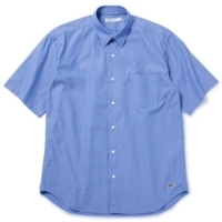 yʉizyʒzFINX Cotton Oxford  Regular Collar S^S Shirt  WITH FACE MASK (Sax Blue)