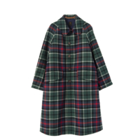 Double-Faced Plaid Wool A Line Coat