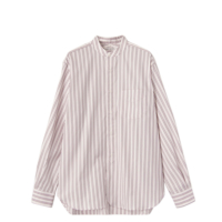 【AUTUMN COUPON対象】Striped Cotton Oxford Grandad Collar Shirt