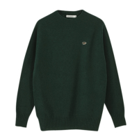 Shetland Wool Crew Neck SweateriHUNTER GREENj