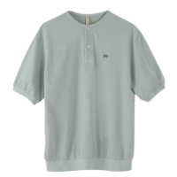 Cotton Pique Henley Neck ShirtiAQUA GREENj